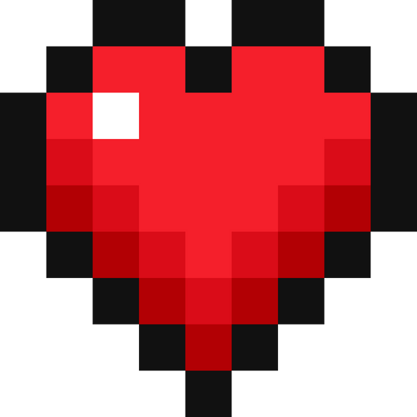 Red Heart With Black Border Pixel Art